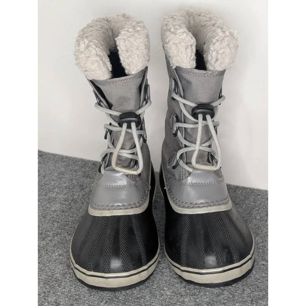 Sorel‎ Waterproof Faux Fur Snow Boots Women's Size 4 Gray & Black Natural Rubber